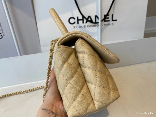 First Bag Ru CHANEL WITH HANDLE FLAP TOP BAG 0813